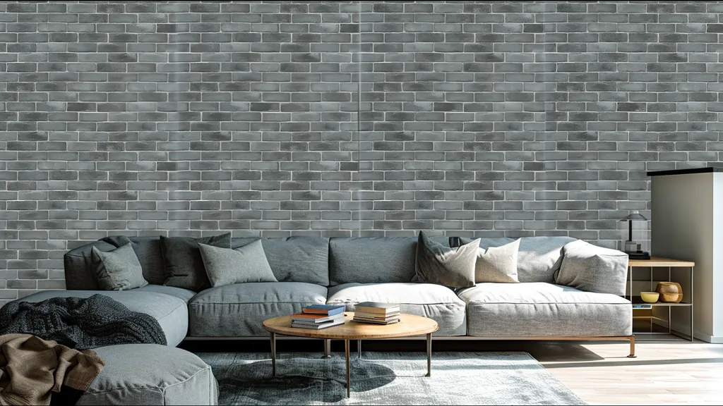 Interior con pared revestida en panel decorativo Ultrapanel acabado ladrillo visto