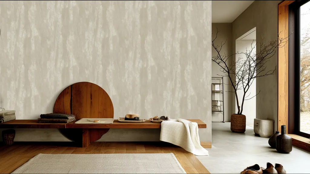 Pared de interior revestida con panel madera natural en tonos beige de Ultrapanel, ambiente 2