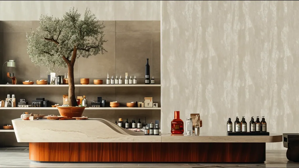 Comedor y restauración con la pared revestida en panel decorativo Ultrapanel madera natural en tonos beige