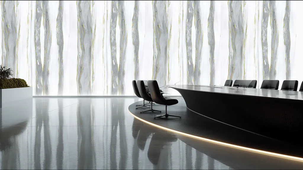 Pared de interior revestida con panel madera plateada de Ultrapanel, ambiente 5