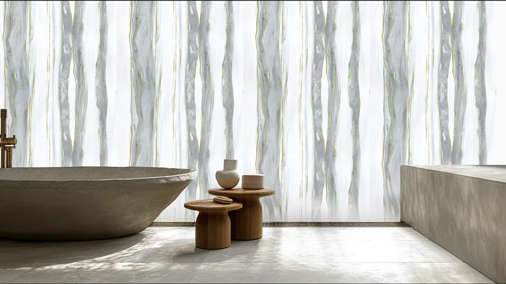 Pared de interior revestida con panel madera plateada de Ultrapanel, ambiente 6