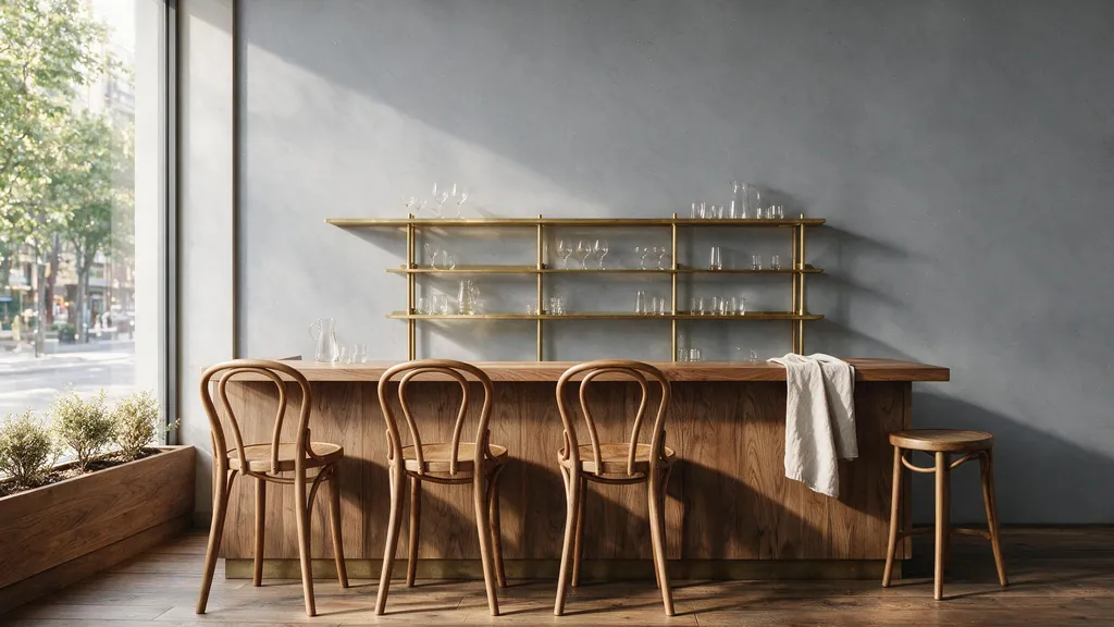 Una cafetería con la pared revestida con el panel gris perla 58 de Ultrapanel