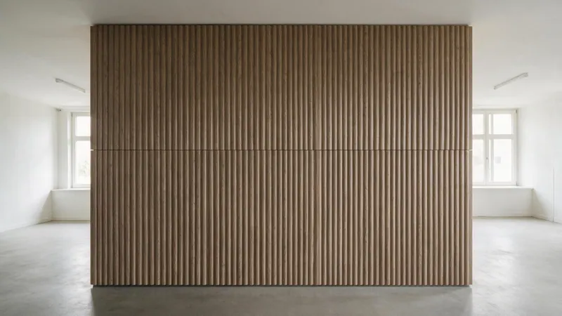 Pared revestida en dos hiladas de panel con la junta horizontal alineada a la misma altura en todo el paño