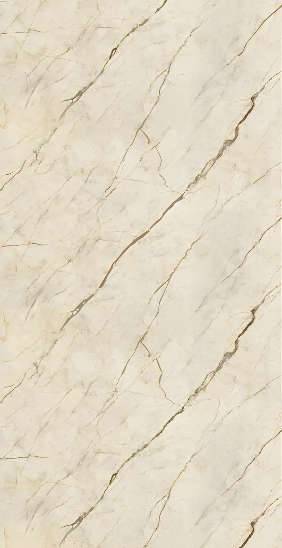 Textura de panel decorativo uPVC mármol crema cálido con vetas marrones naturales para pared de interior
